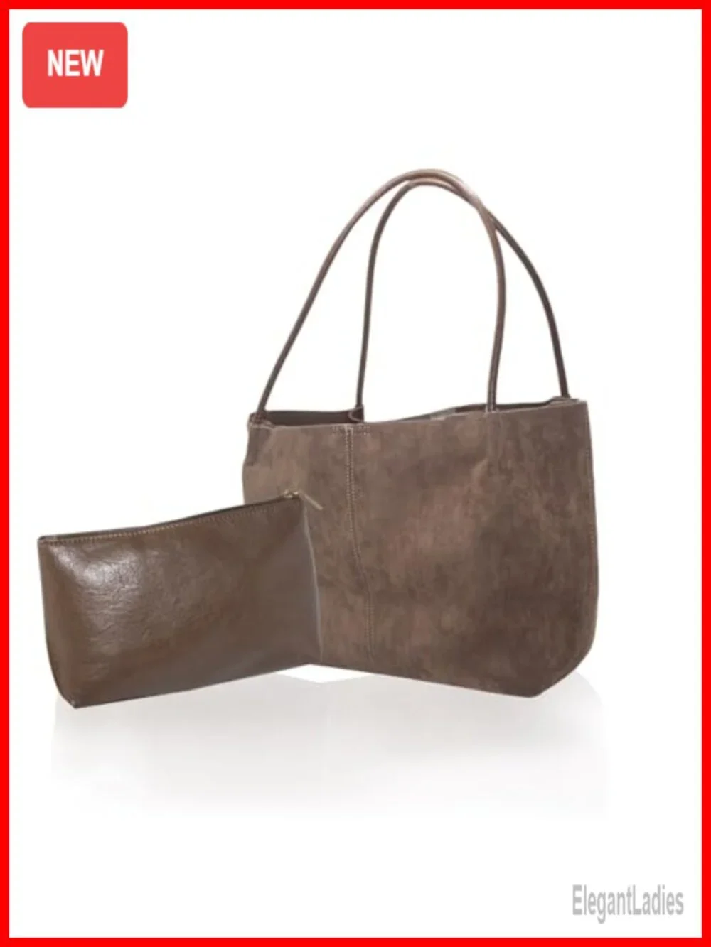 Large Faux Suede Hobo Shoulder Bag with Buckle